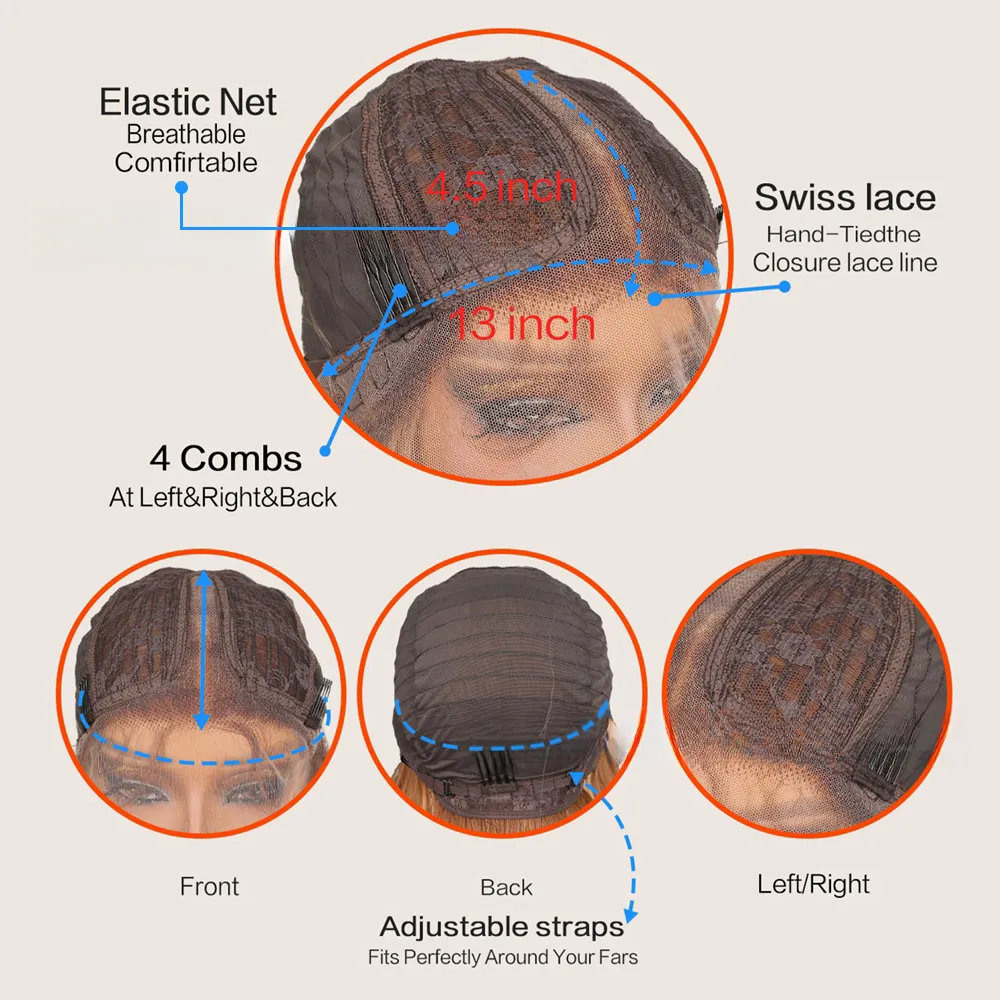 13x4 Straight Lace Front Simualtion Human Hair Wigs for Women Black Lace Frontal Wig Transparent HD Lace Glueless Synthetic Wig Pre Plucked