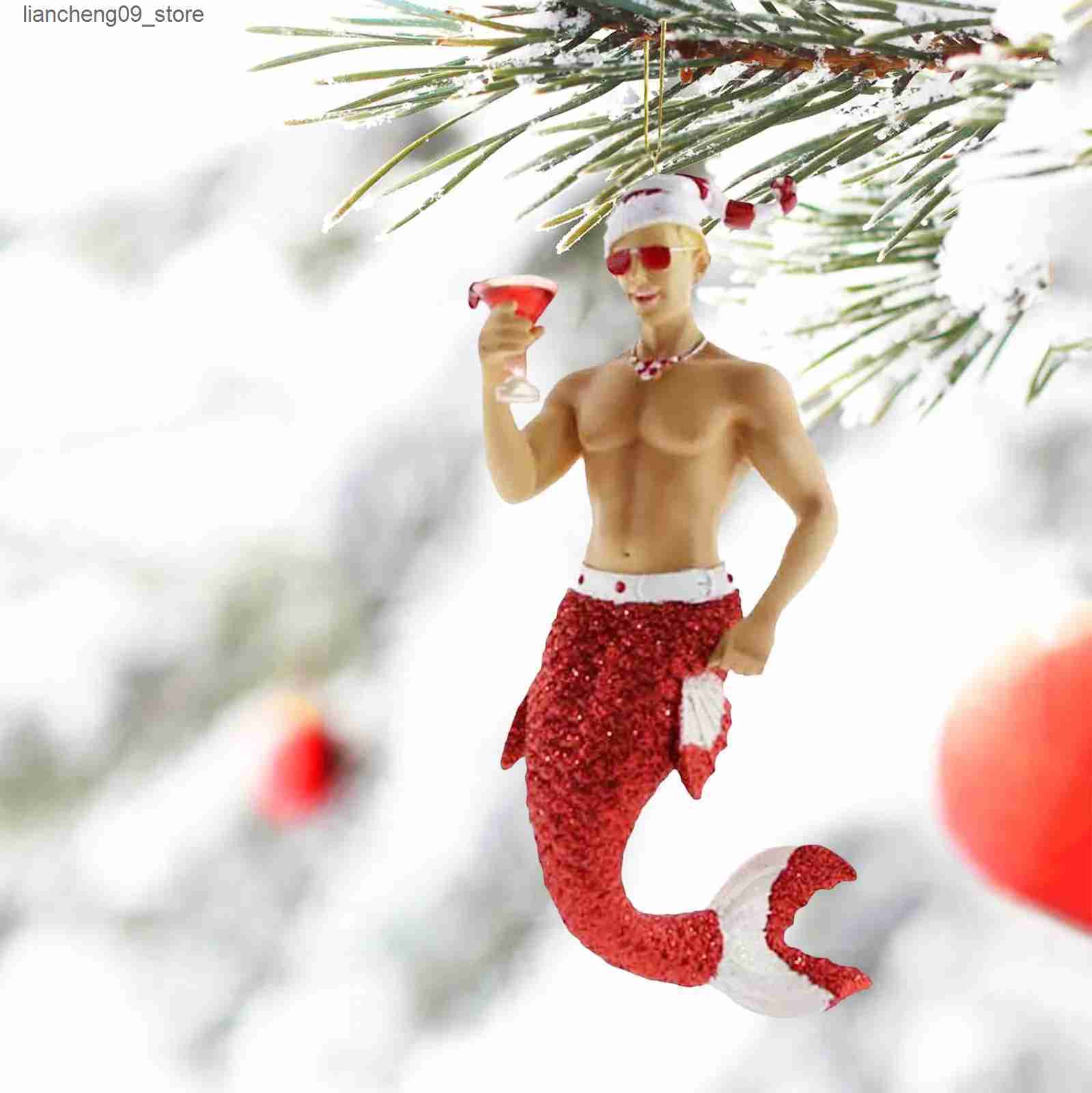 Christmas Decorations 2022 Navidad Christmas Tree Merman Pendant Christmas Acrylic Decoration New Year Creative Resin Christmas Decoration L240910
