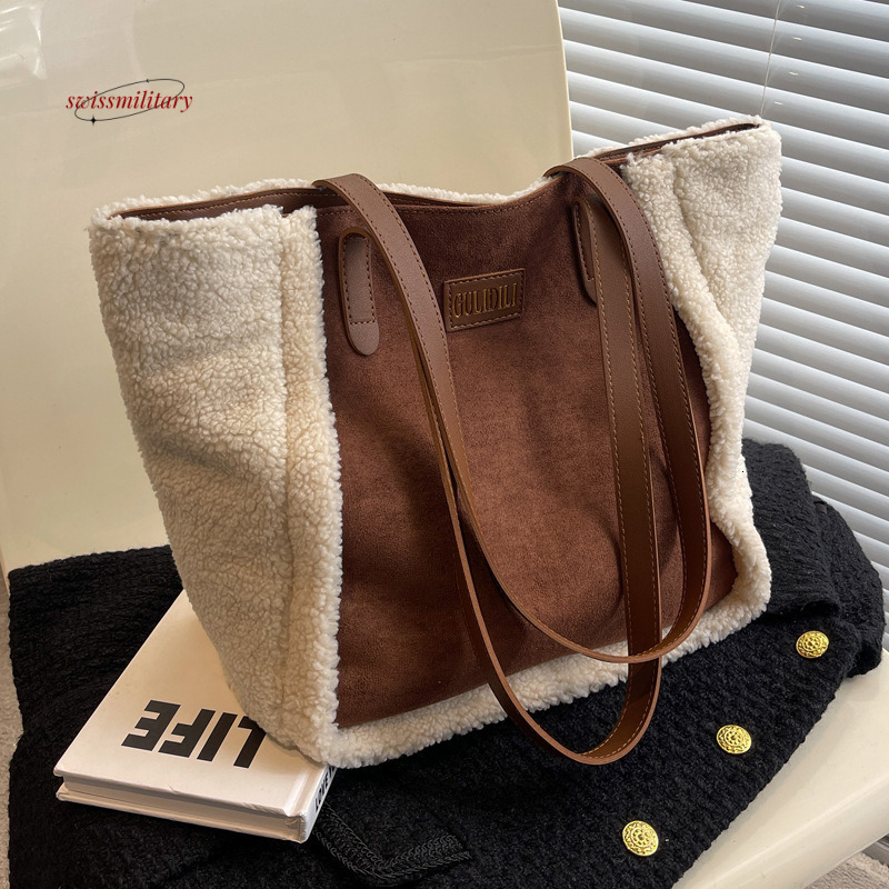 Season Lamb Plush Women's 2024 Autumn/Winter New Frosted Shoulder Bag Commuter #33 Swissmilitary