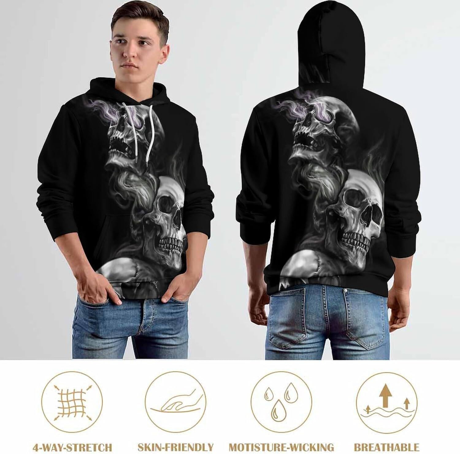 Hoodie for Mens Womens cool Pullover Hoodie 3D Novelty Graphic Hooded Sweatshirt Hoodies for Men Graphic Hip-hop