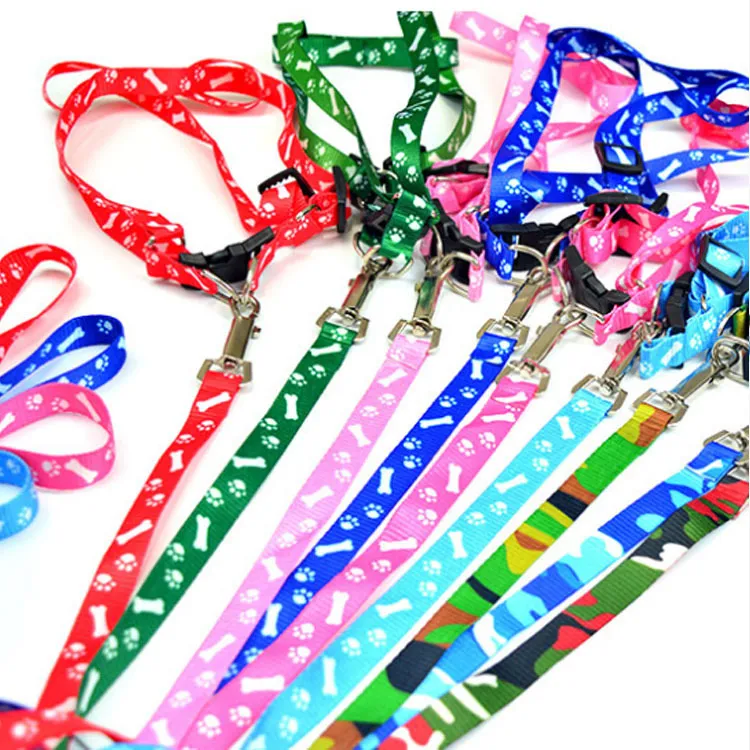1.0 * 120cm Dog Strap Leashes Nylon Printed Adjustable Pet Collar Dog Cat Animal Accessories Pet Necklace Rope Dog Supplies