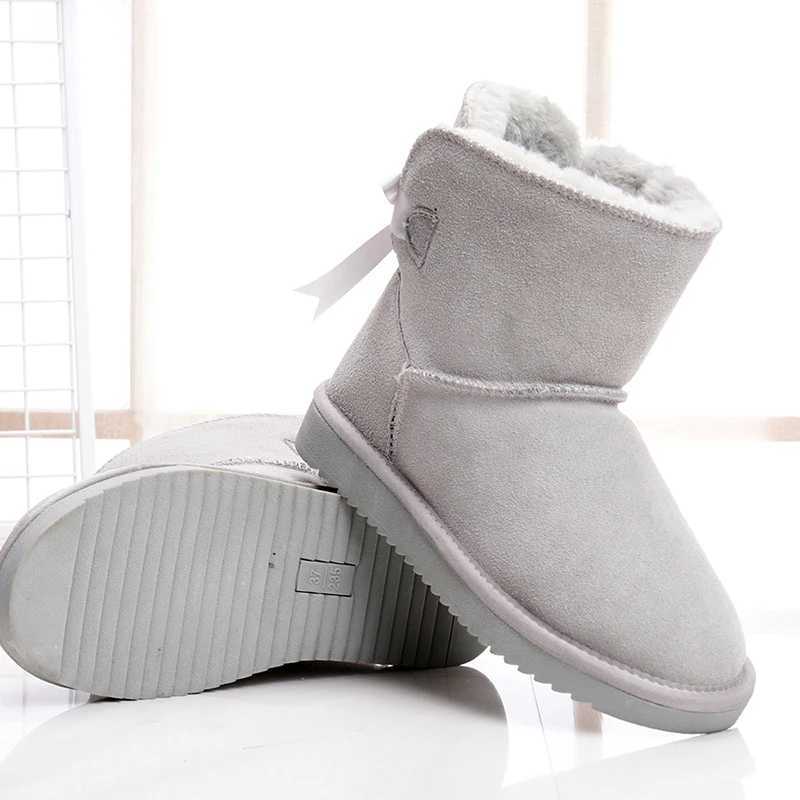 Women's Genuine Cowhide Leather Ankle Boots - Warm Winter hot Snow Boots, Size 35-44