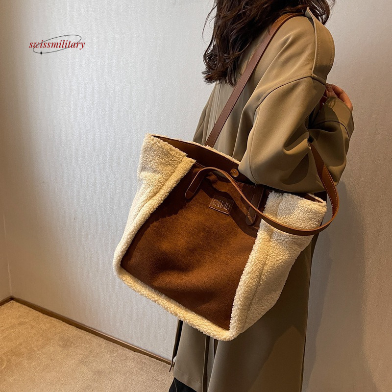 Season Lamb Plush Women's 2024 Autumn/Winter New Frosted Shoulder Bag Commuter #33 Swissmilitary