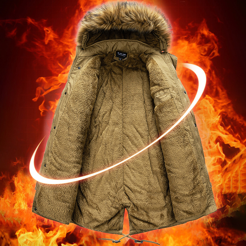 2024 Winter Puffer Jacket With Hood Medium To Long Multi-Pocket Cotton Workwear Warm Thick Men Parkas Windbreaker