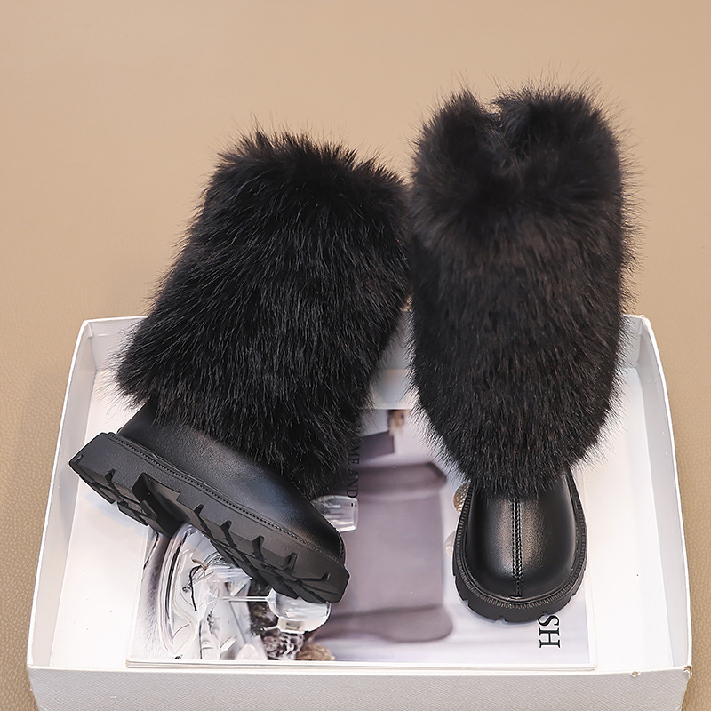 designers boots men womens snow kids winter cotton baby warm fur furry shoes mini black white boots