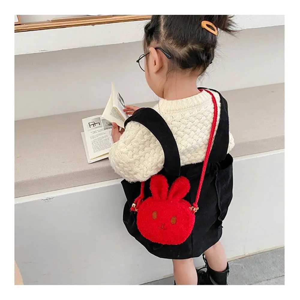 Cute Little Rabbit Kids Plush Drawstring Bag Casual Children Baby Shoulder Bag Sling Bag For Toddler Preschool Kids Gift LX241104