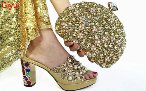 doershow African Shoes And Bag Matching Set With silver Selling Women Italian For Party Wedding! HAC11 240321