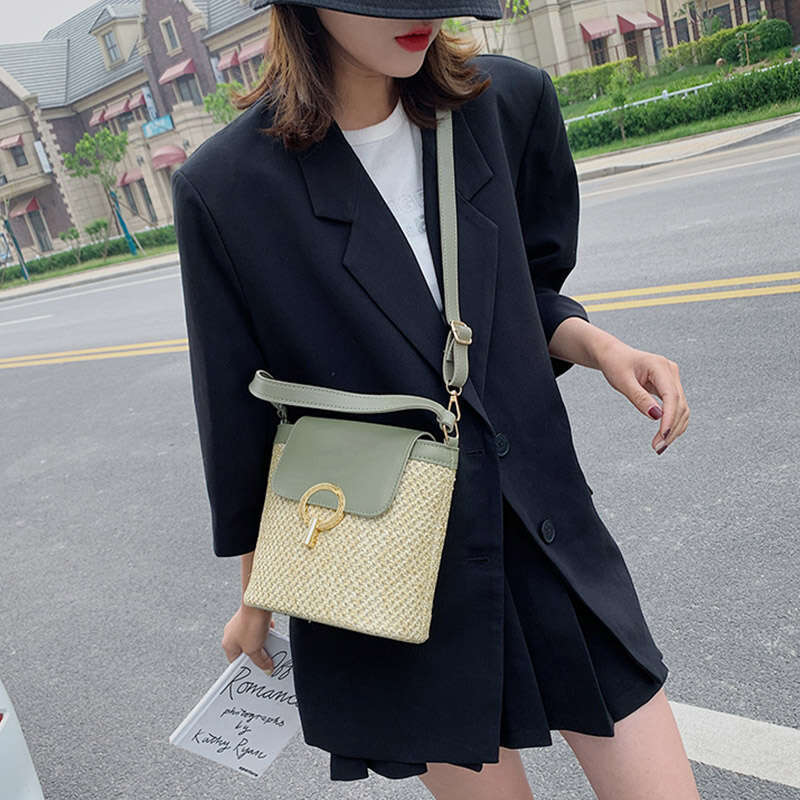 Designer Bag Summer New Straw Bucket Bag For Women New Crossbody Bag Beach Handbag Vacation Shoulder Bag Design Lady Bag Travel Purse Bolsa purse luxu