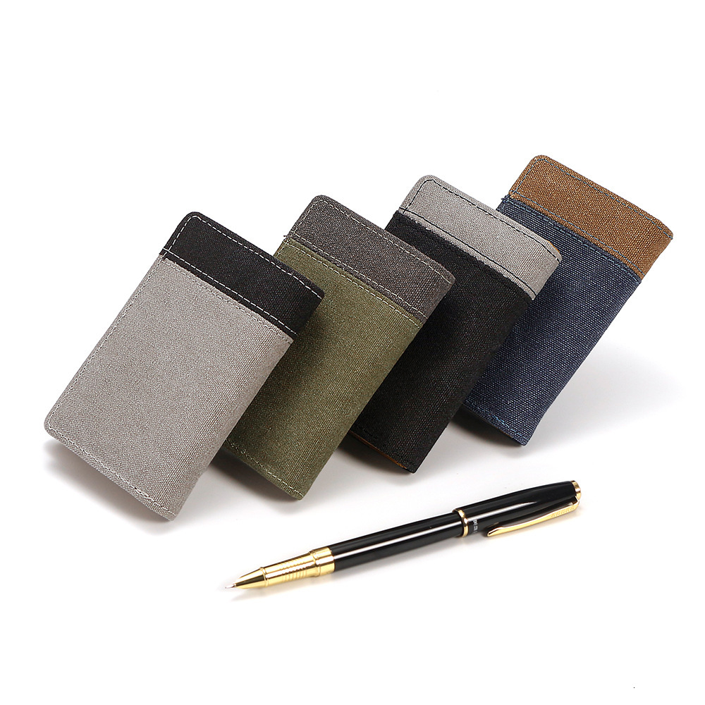 New designer canvas wallet men's short denim contrasting color small leather clip