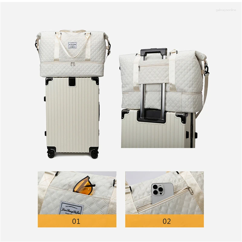 Carry On Duffel Bags For Travel, Large Capacity Weekender Overnight Travel Duffle With Shoe Compartment, Sports Fiess Handbag Men And Women B2