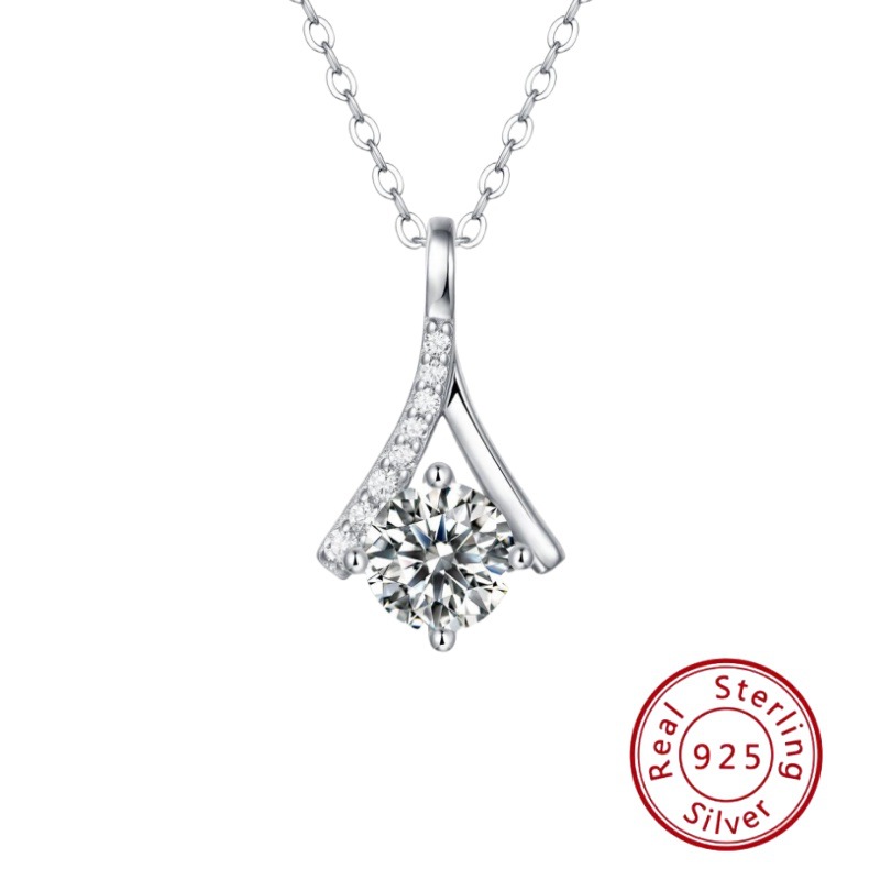 Sweet 2024 Pendant: Authentic Sterg Sier Moissanite Necklace for Women