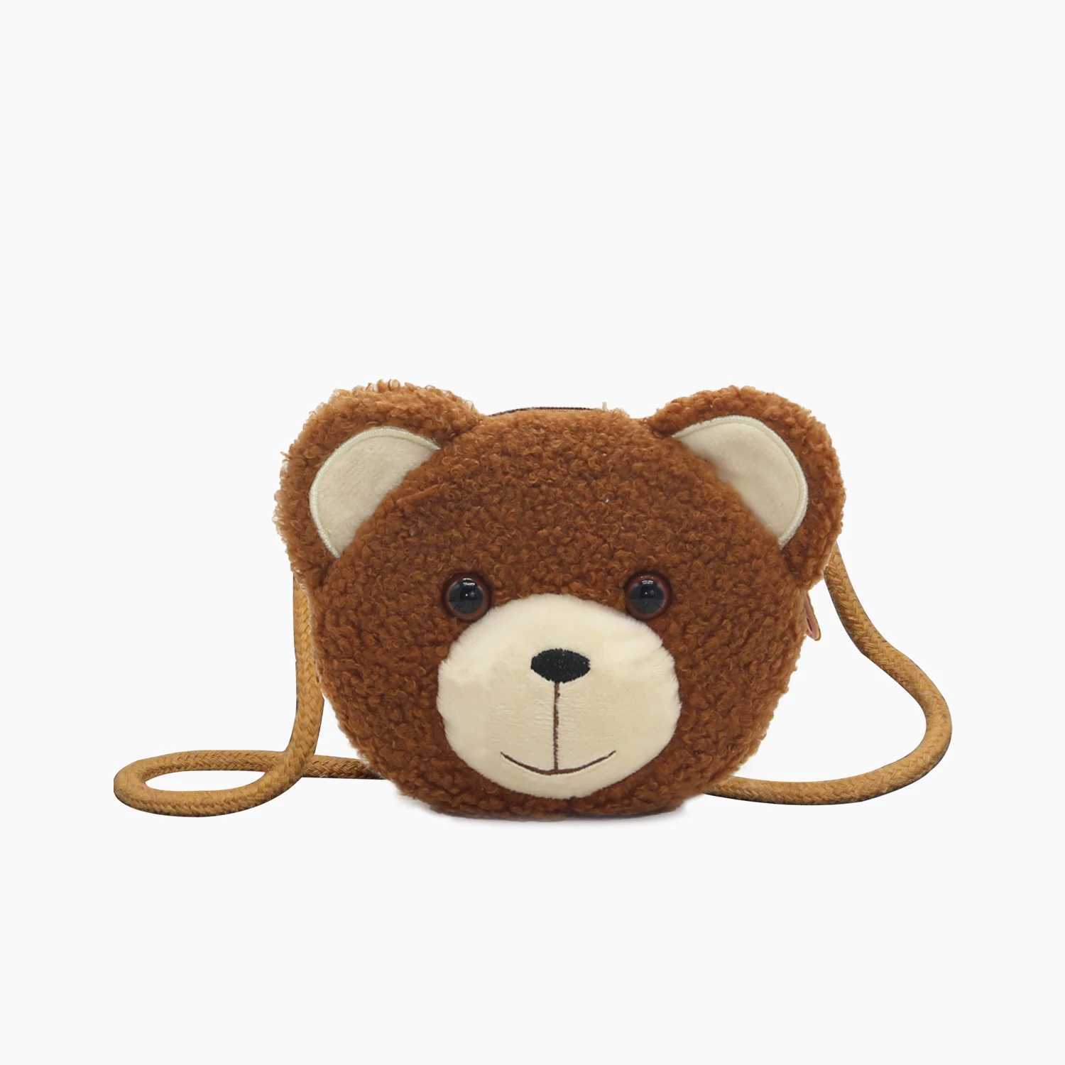 Plush Crossbody Bag Cute Animal Bear Coin Wallet Boys and Girls Mini Shoulder Bag LX241104