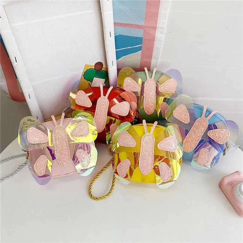 2024 Early Spring New Childrens Bags Cute Butterfly Girls Coin Purse Baby Shoulder Messenger Princess Bag Kids Bags for Girls LX241104
