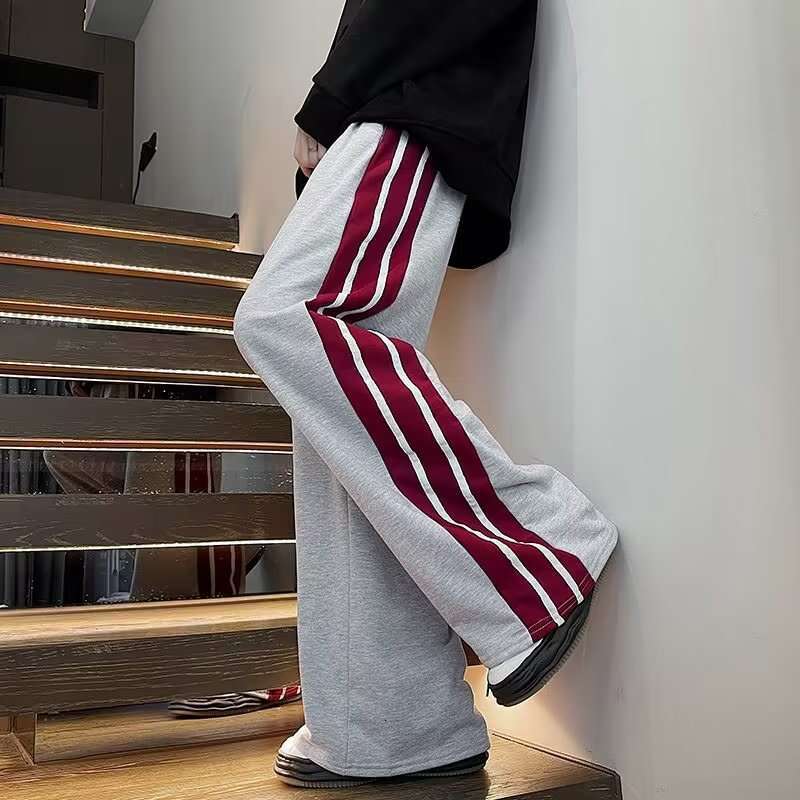 shanshi three stripes pants Loose sports wide striped casual trendy brand cool straight leg sweatpants three bar pants men's spring and autumn ve