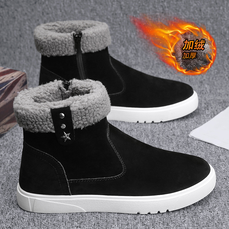 Designer winter high top snow boots, warm and thick shoes, fashionable cotton boots for men