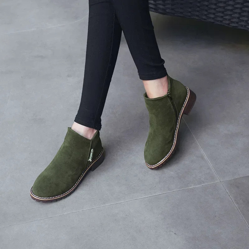 Women Boots 2024 Autumn Winter Female Shoes Ladies Ankle Heels Woman Suede Leather 241104
