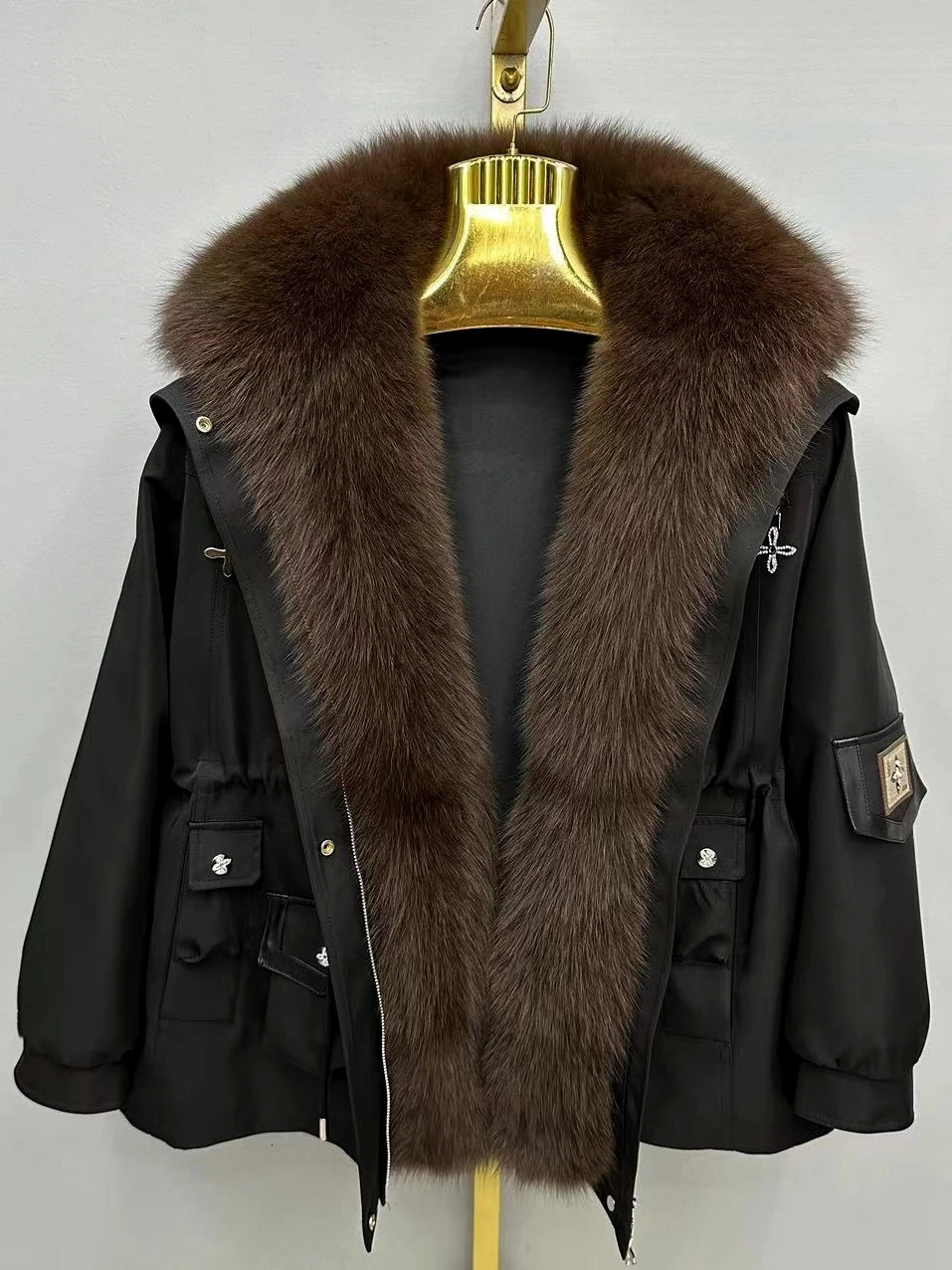 Korea New Winter Women Parkas Fox Placket Casual Overcoat Thicken Warm Removable Rex Rabbit Er Fur Wadded Jacket Coat