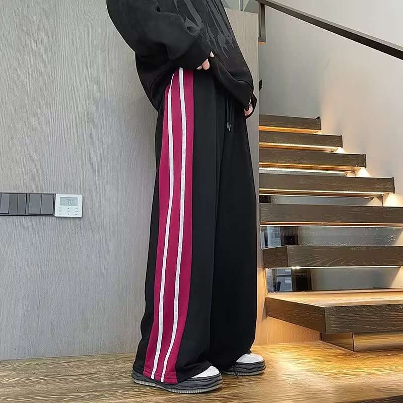 shanshi three stripes pants Loose sports wide striped casual trendy brand cool straight leg sweatpants three bar pants men's spring and autumn ve