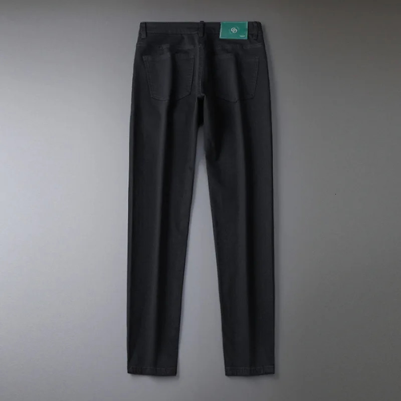 MenS Jeans Black Straight Slim High-End Fashion Everything Casual Cotton Casual Business Denim Pants 240319