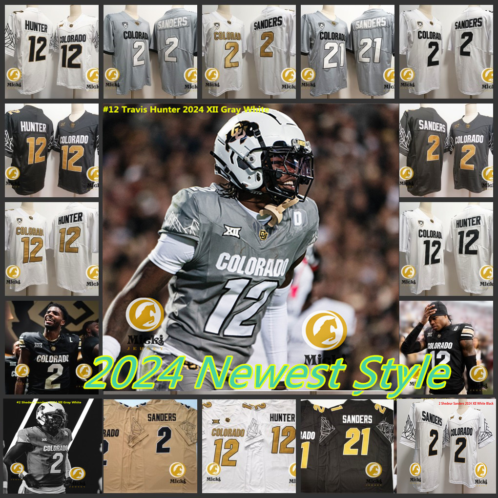 Mens Travis Hunter Shedeur Sanders Colorado Buffaloes Football Jersey Stitched #21 Shilo Sanders Colorado 100TH Anniversary Patch Jerseys S-3XL