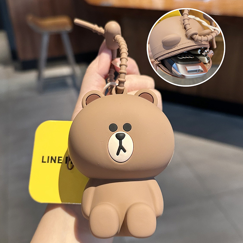 New designer genuine brown bear coin purse cartoon Koni Rabbit mini key creative multifunctional headphone storage bag pendant