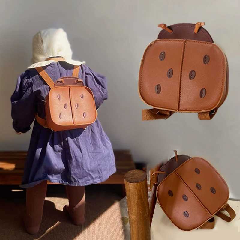 Fashion Lovely Kids PU Backpack Leather Beetle School Bag Toddler Boy Girls Outdoor Kindergarten Bag Children Accessorie LX241104