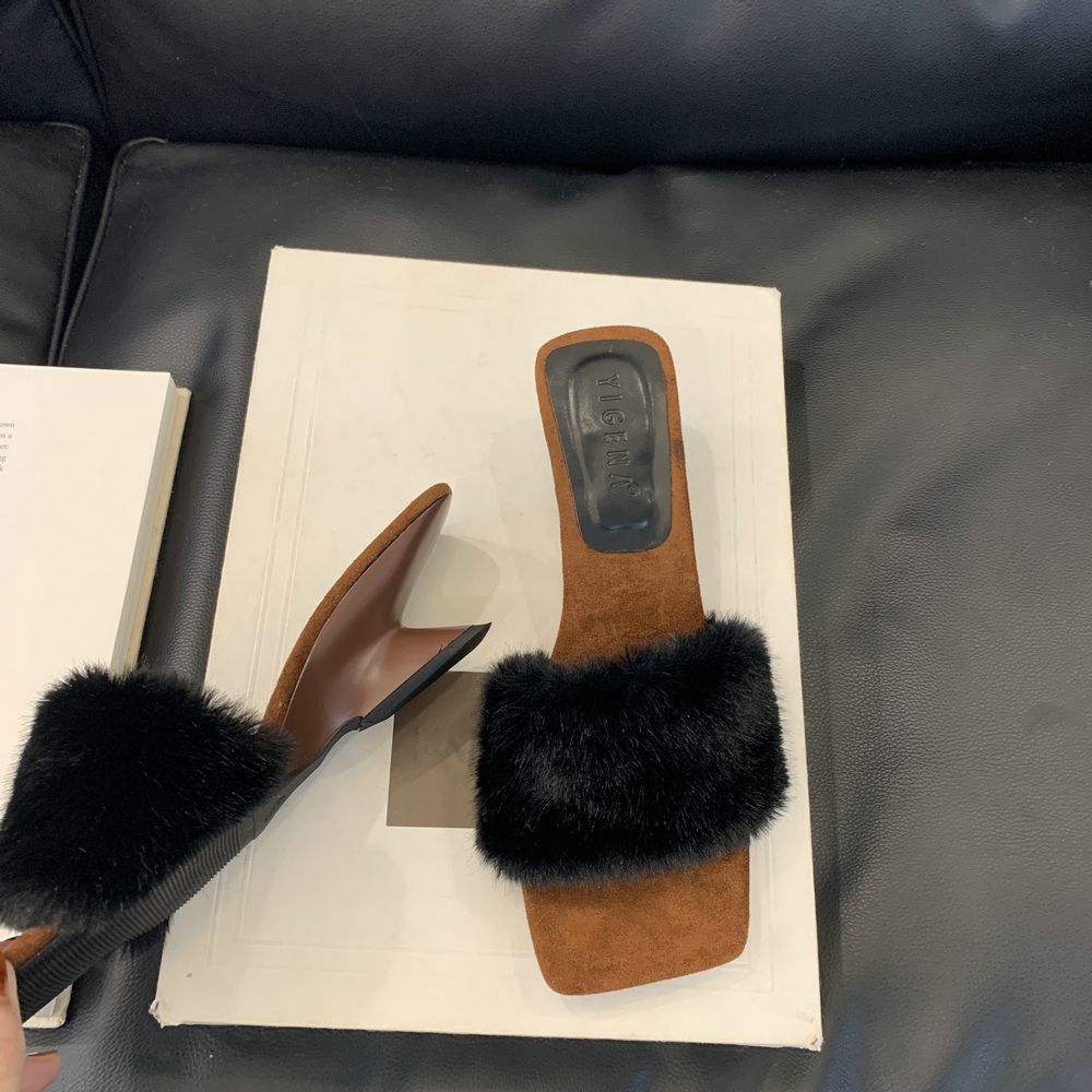 Women's Fashion Slippers:Fleece Winter Sexy Desgin Versatile High Heel Hot Sale Plus Size ,Black/White/Brown,Free shipping
