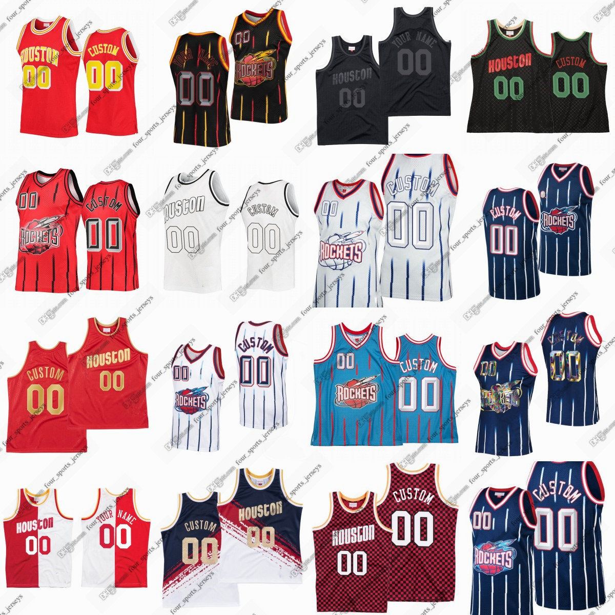 Custom Retro throwback stitched Basketball Jerseys McGrady Francis Yao Ming Drexler Olajuwon Harden Hayes Murphy suture jerseys White Blue Black