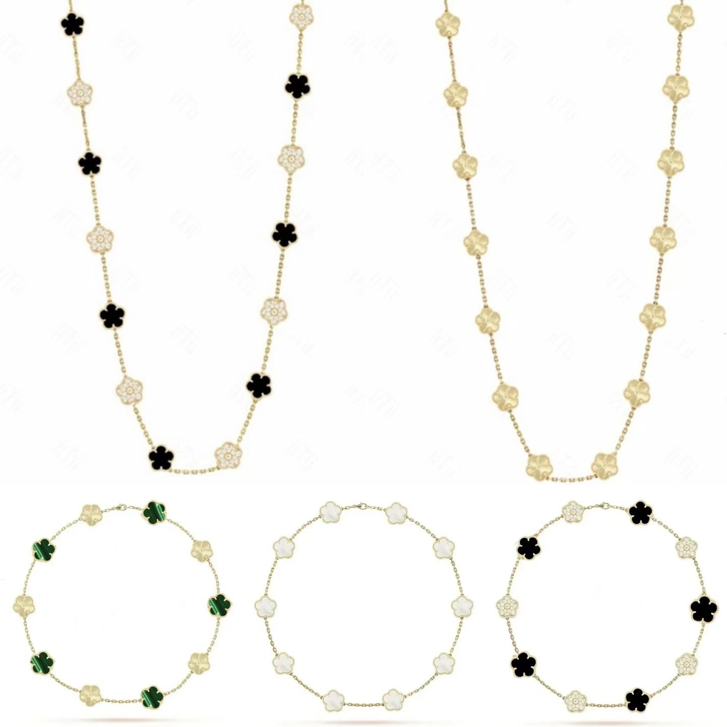 Classic Flower Necklace Designer Jewelry Agate Clover Necklace Colorful Long Designer Necklace Multiple Colors V Gold Necklace Clavicle Chain Luxury Woman