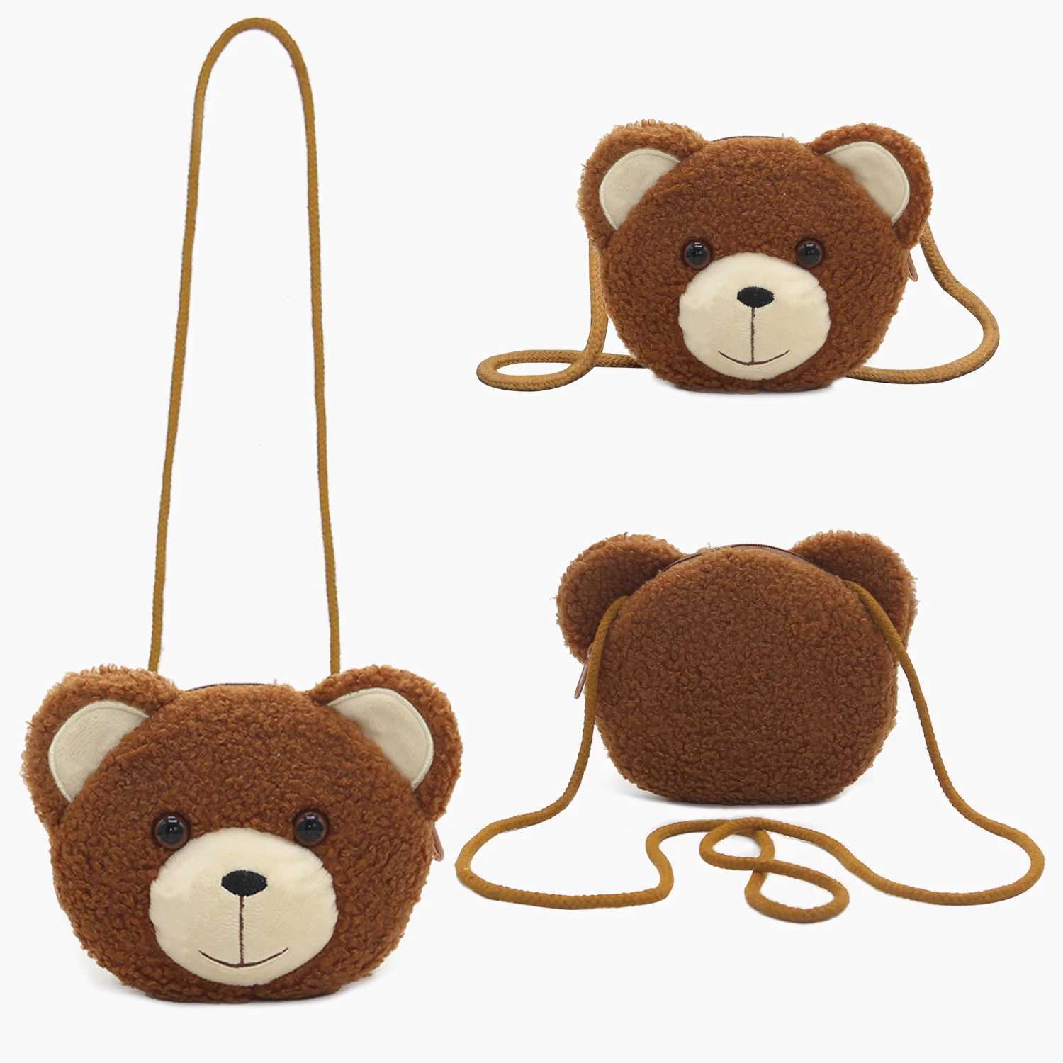 Plush Crossbody Bag Cute Animal Bear Coin Wallet Boys and Girls Mini Shoulder Bag LX241104