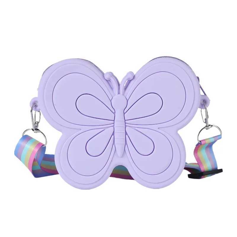 Lovely Bow Childrens Silicone Shoulder Bags Cute Butterfly Shape Baby Girls Crossbody Bag Candy Color Kids Small Coin Purse LX241104
