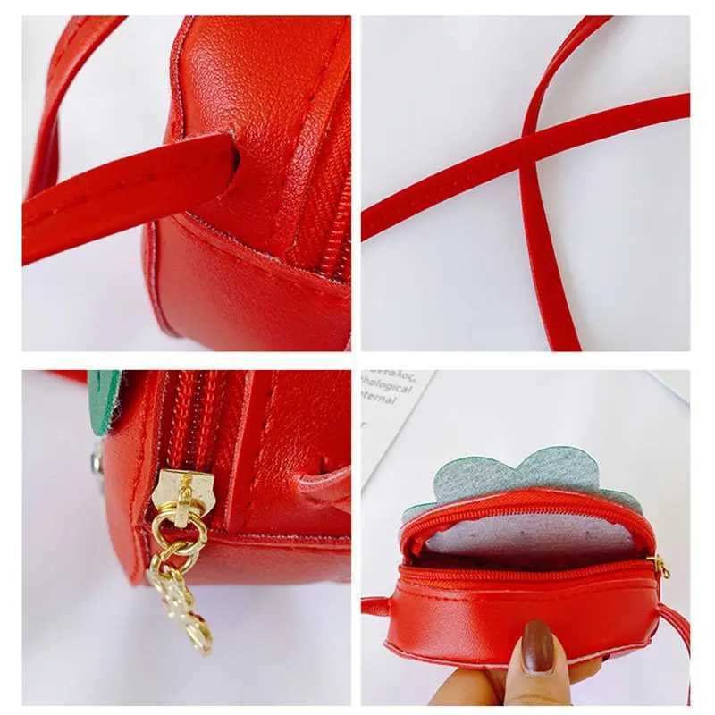 Cute Straw Berry Shaped Crossbody Bag Girls Mini PU Leather Messenger Bag Wallet Coin Purse Shoulder Bag for Kids LX241104