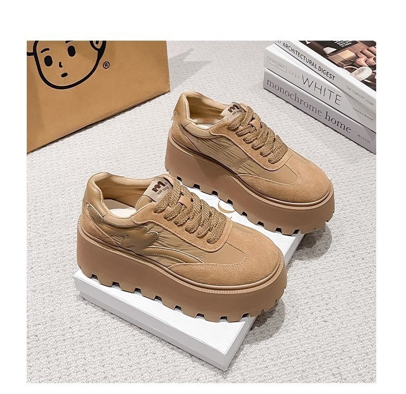 Women's Spring New British Style Frosted Leather Casual Lace Up Sports Shoes Free Shipping.