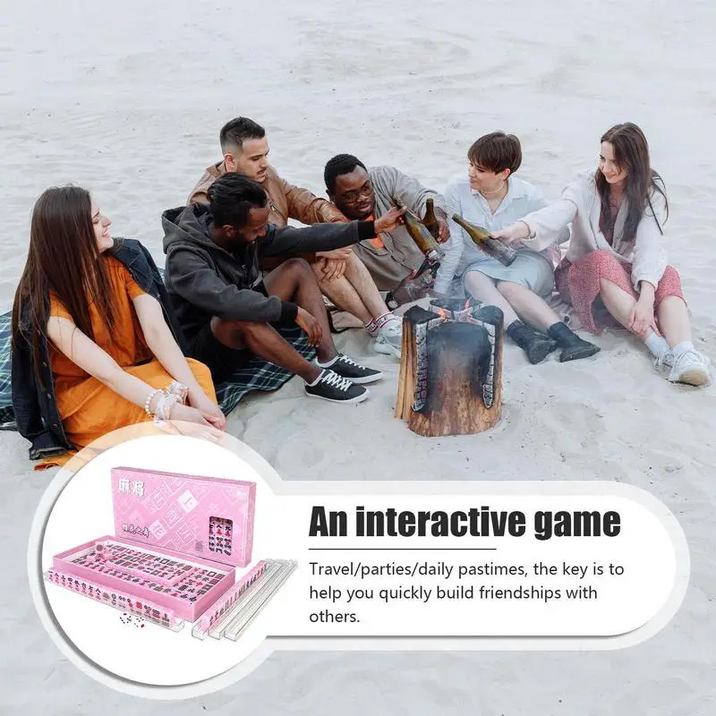 Travel Size Mahjong Set Board Game For Adults And Family Portable Mini Chinese Student Dormitory 240401