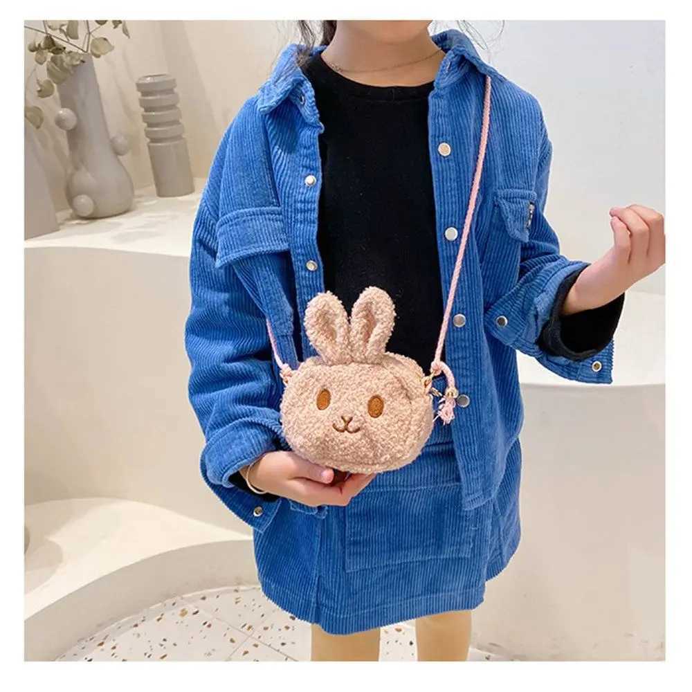 Cute Little Rabbit Kids Plush Drawstring Bag Casual Children Baby Shoulder Bag Sling Bag For Toddler Preschool Kids Gift LX241104