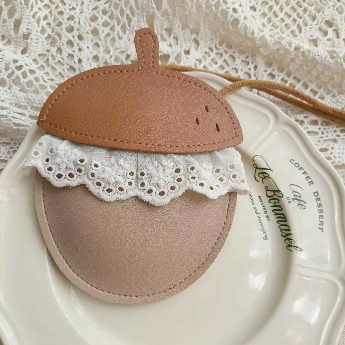 New Sweet Mini Kids Bags for Toddler Girls Cute Acorn Crossbody Bag PU with Lace Creative Handmade Bags Childrens Gift LX241104