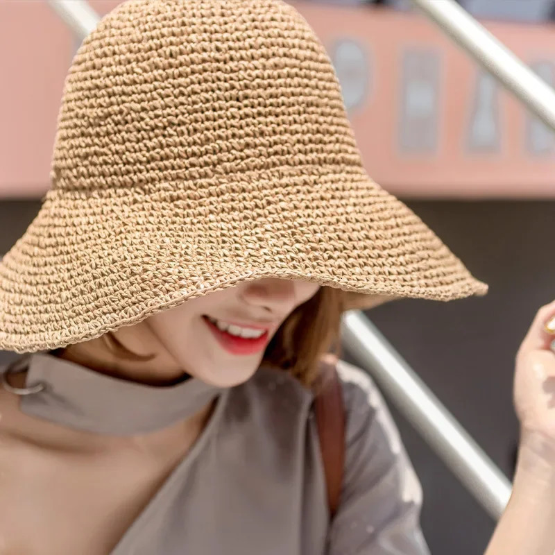 Fashion Lady Straw Hat Women Summer Sun Visor Sunhat Panama Boater Floppy Bucket Cap Female Woman Summer Hat Straw Beach 241104