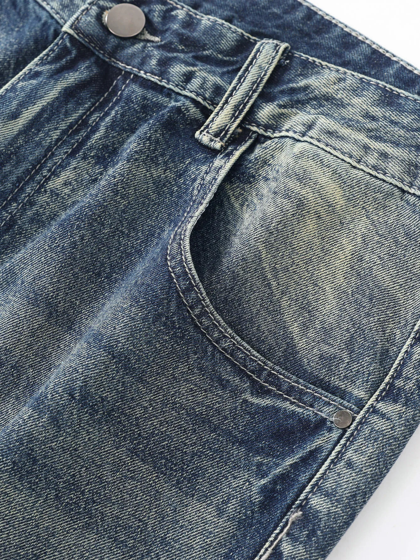 Mens Straight Non-Stretch Cotton Causal Fashion Slashed and Ripped Denim Pants Jeans 240319