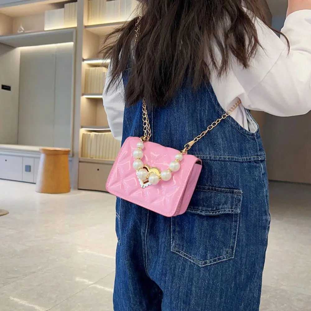 Women Handbag Faux Pearl Handle Golden Love Heart Detachable Metal Chain Mini Elegant Girl Single Shoulder Bag Purse LX241104