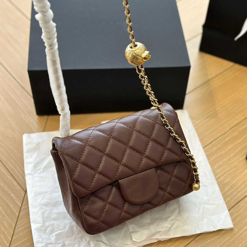 Shopping Crossbody Diamond Lattice Soft Shoulder Bag Gold Ball Woc Wallet Chain Flap Leather Cowhide Hasp Belts Handle Bags 20cm 17cm New Color