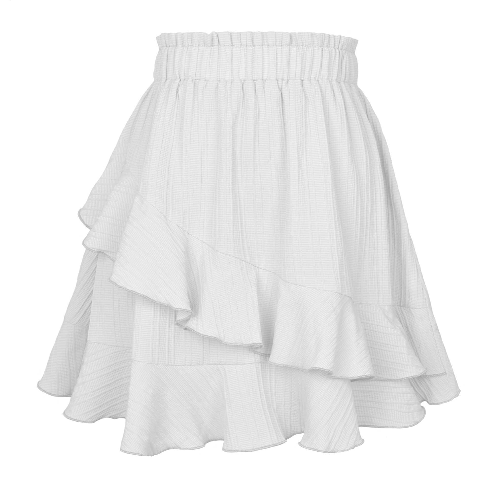 Women Short Bohemian Skirt Summer Ruffle Skirt WoMens High Waist Chiffon Skirts Irregular Solid Casual Skirt 241023