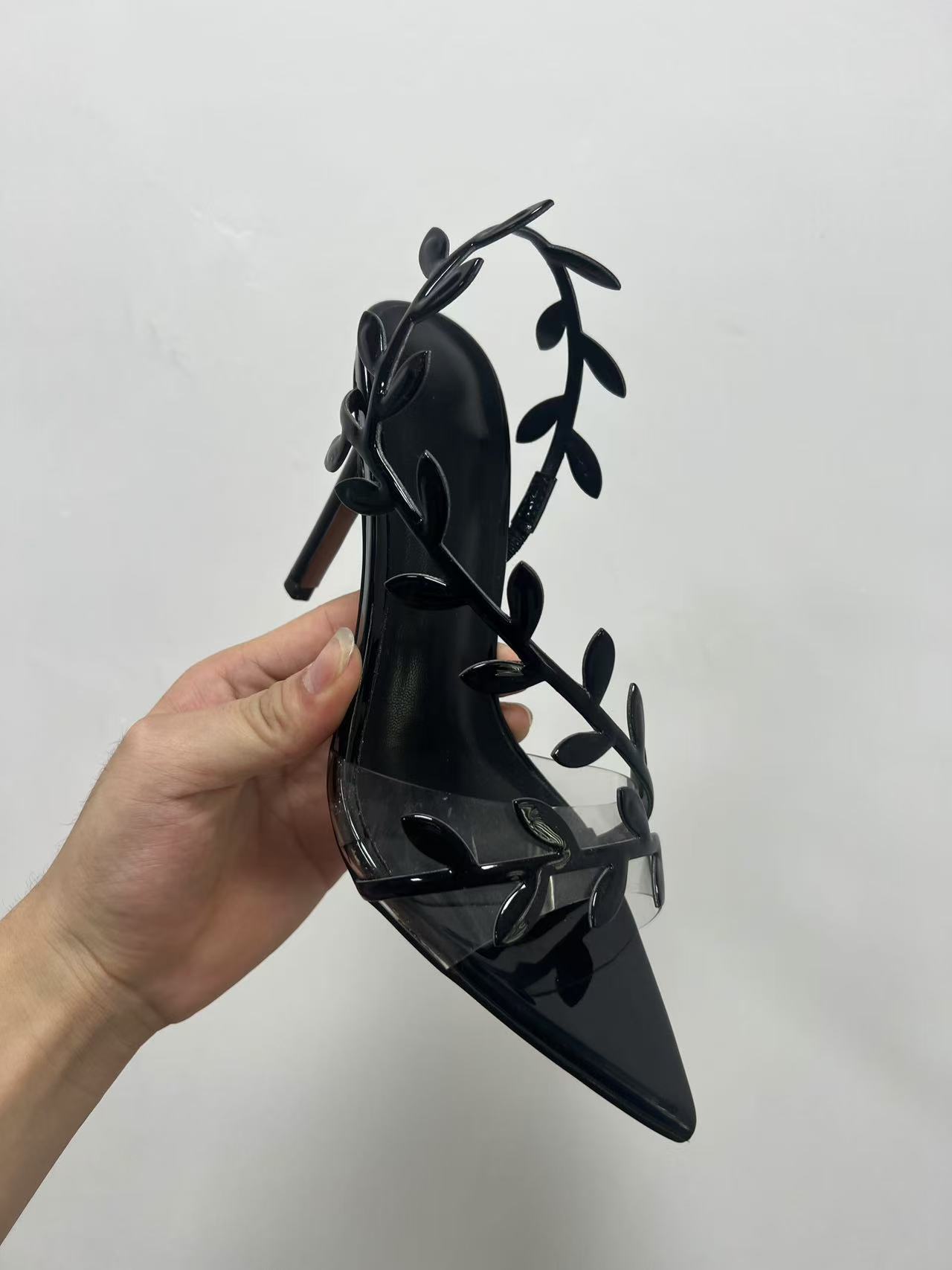 Women's Golden Branches Jade Leaves High Heels Pointed Gold High Heels Sandals Free Shipping.