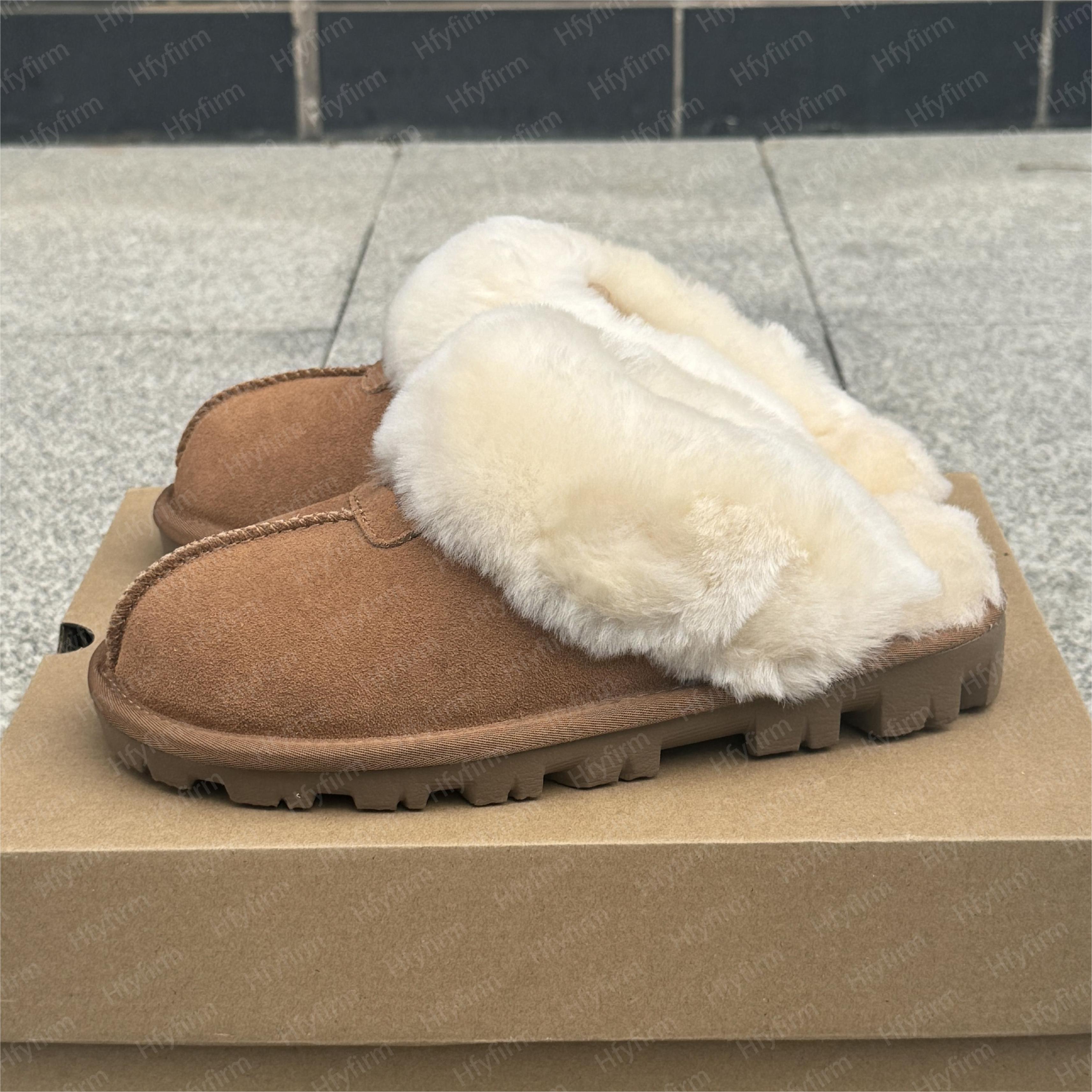 Coquette Slippers Designer Tasman Slippers Chesut Fur Slides Sheepskin Shearg Tazz Mules Women Men Ultra Mini Platform Boots Suede Fall Winter size 35-44