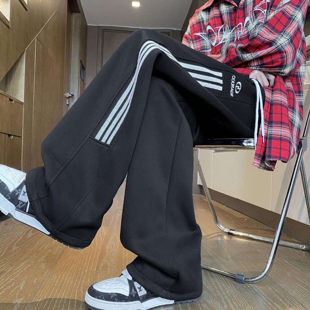 shanshi three stripes pants 2024 Autumn New American Three Bar Loose Casual Sanitary for Men and Women Straight Tube Trendy Brand Sports Pants