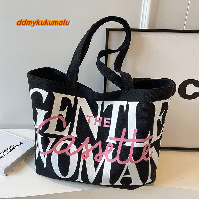 Thai niche canvas for women 2024 new fashionable large capacity letter shoulder class tote bag #13 kukumalu