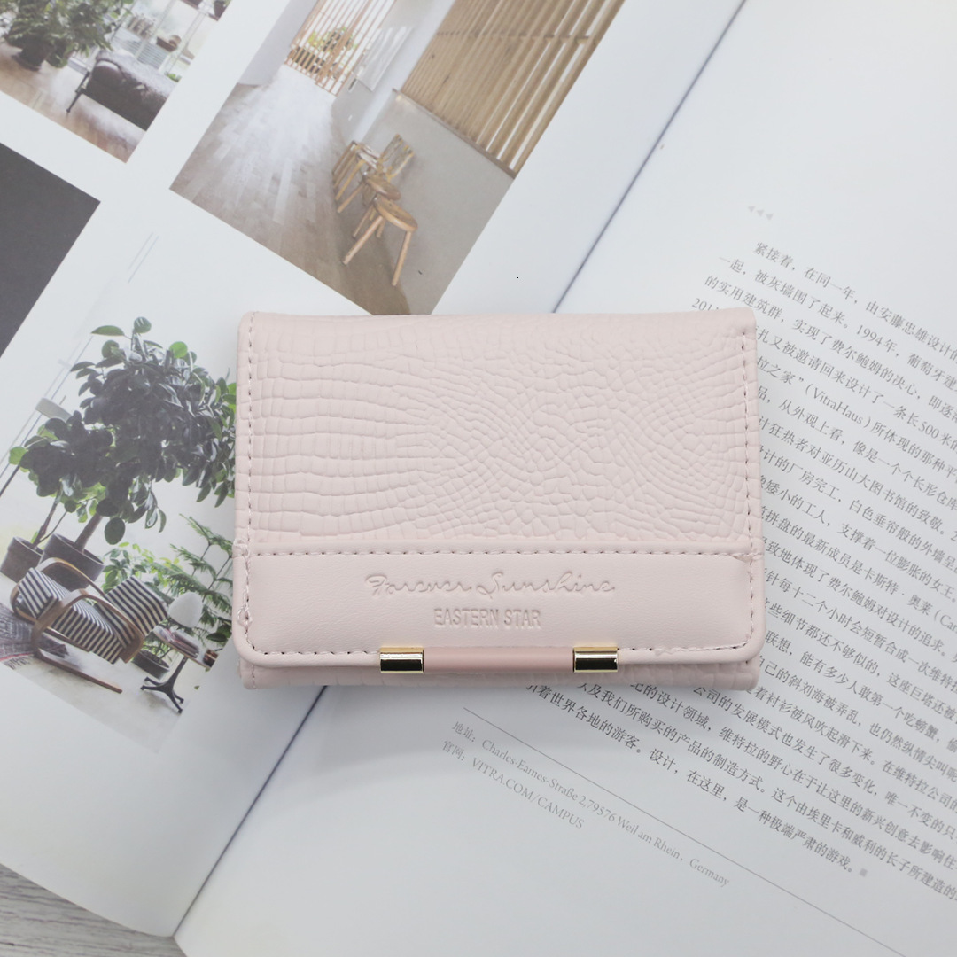 Korean Short Ins Style Macaron Women's Card Bag Fashion Storage Lock Mini Simple Wallet