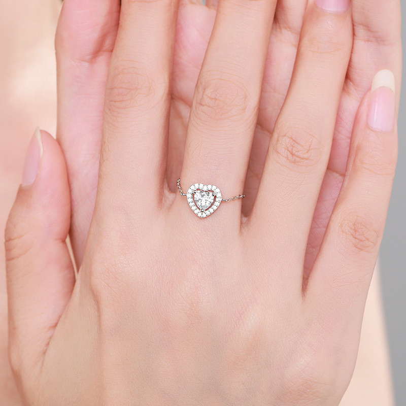 luxury diamond band designer ring for woman wedding link chain 925 sterling silver pink green 5A zirconia oval heart gold rings friend gift box openin