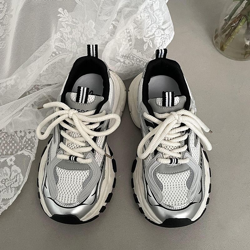 Women's New Silver White Lightweight Height Increasing Sports Shoes Free Shipping