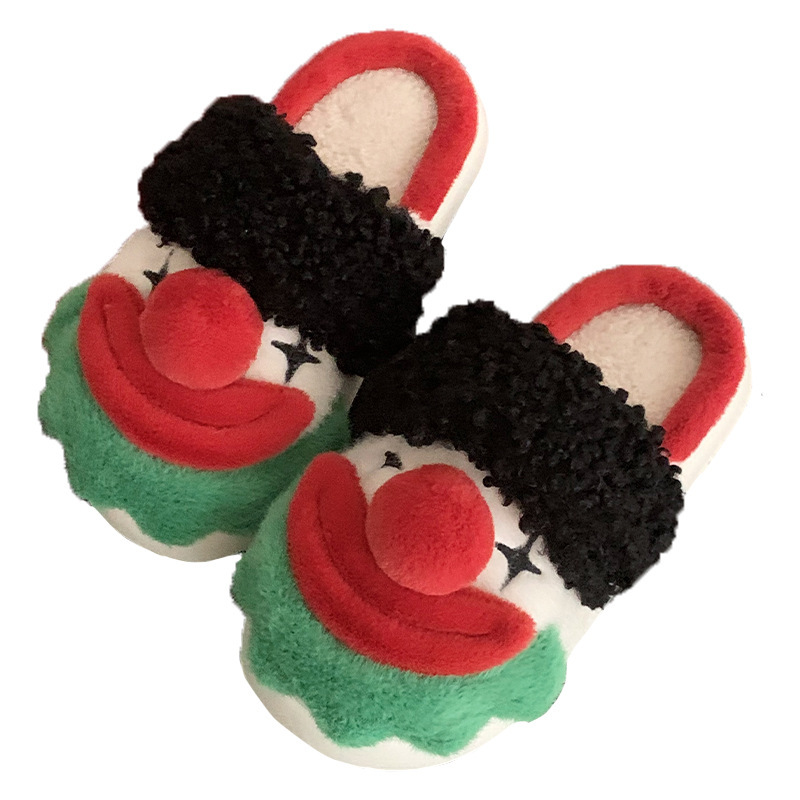 Slipper Fluffy slipper Ladies plush fun winter sweet home fashion girl home casual fashion platform shoes indoor Fun clown cotton slippers