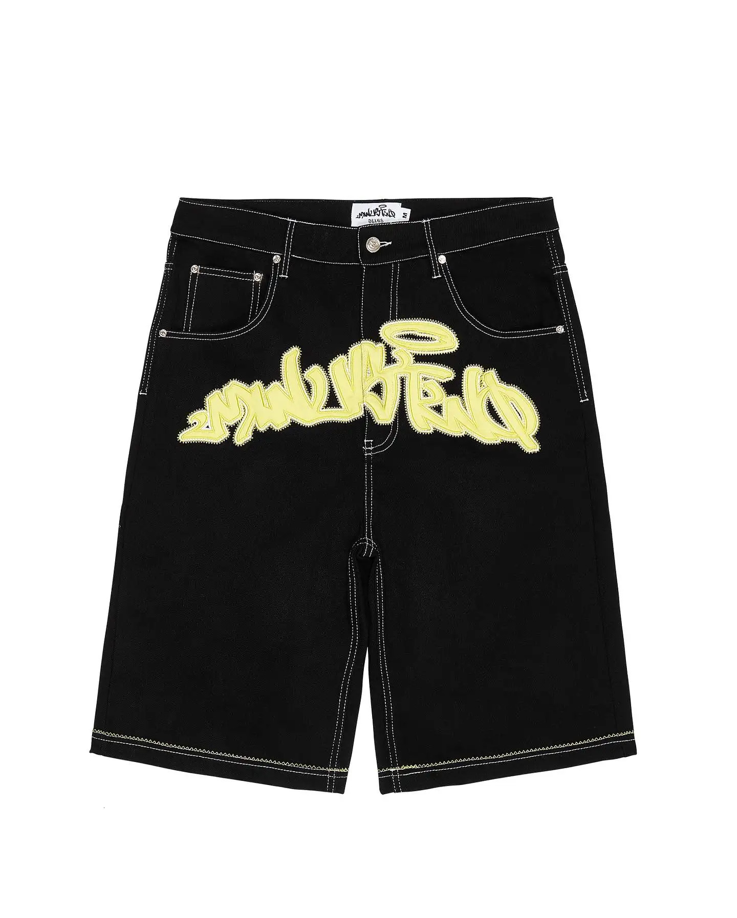 Y2k for Embroidery Haruku Loose Casual Jean Hip Hop Punk Denim Gym Shorts Men Women Summer Street 240327